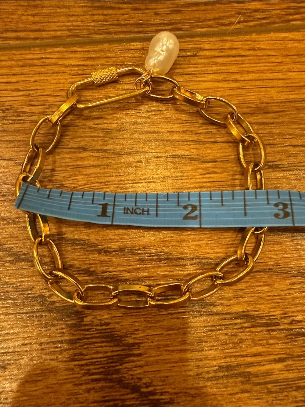 Plunder Gold Link Bracelet with Pearl Drop - Picture 3 of 4
